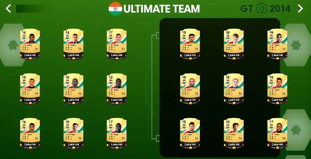 FIFA Mobile Ultimate Team showing Indian Super League team lineups